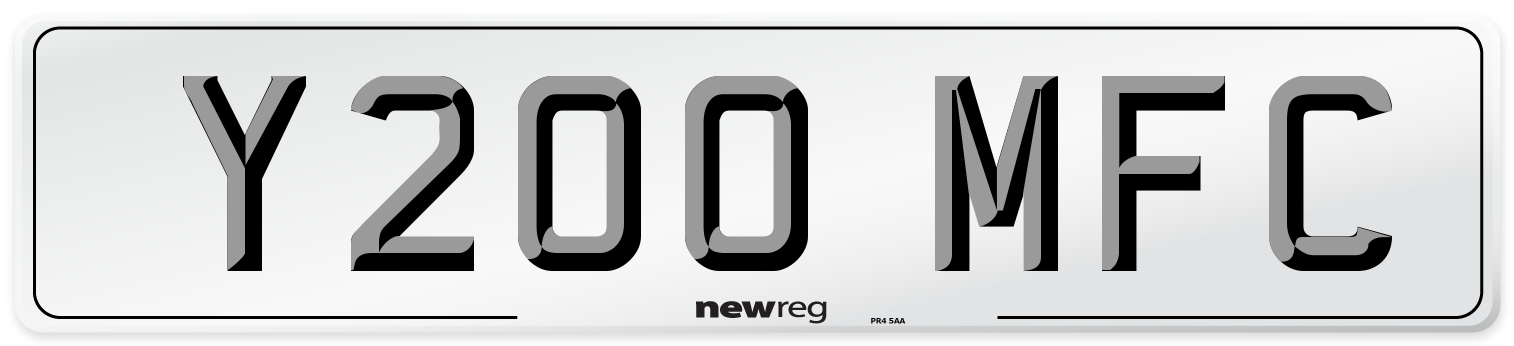 Y200 MFC Number Plate from New Reg